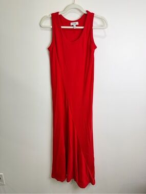 COS Orange Red Sleeveless Draped Maxi Dress Size S